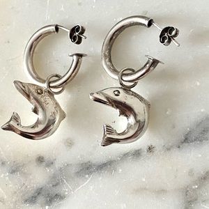 925 silver hoops and Dolphin earrings